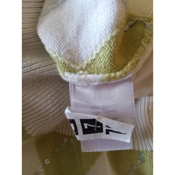 Talbot woman's yellow and mint, argyle, long sleeve, button down sweater. XS. - Picture 5 of 5